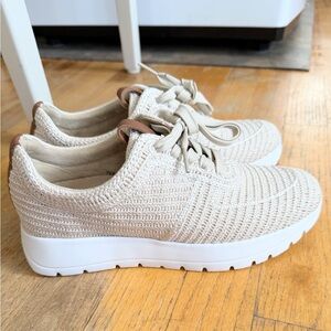 Vaneli Cream Knit Sneakers